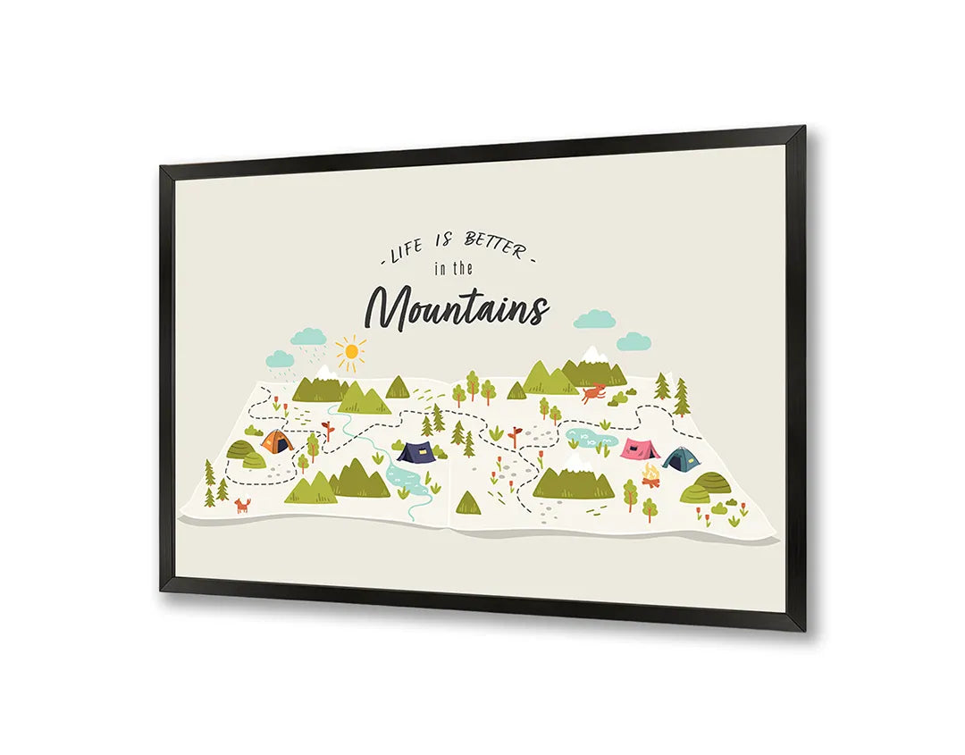 Metalen Magneetbord met print van Life is better in mountains perfect als decoratie