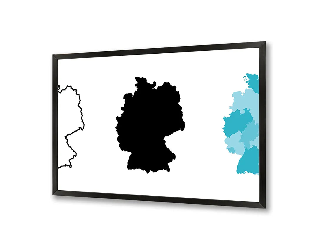 Metalen Magneetbord met print van Duitsland kaart zwart wit perfect als decoratie