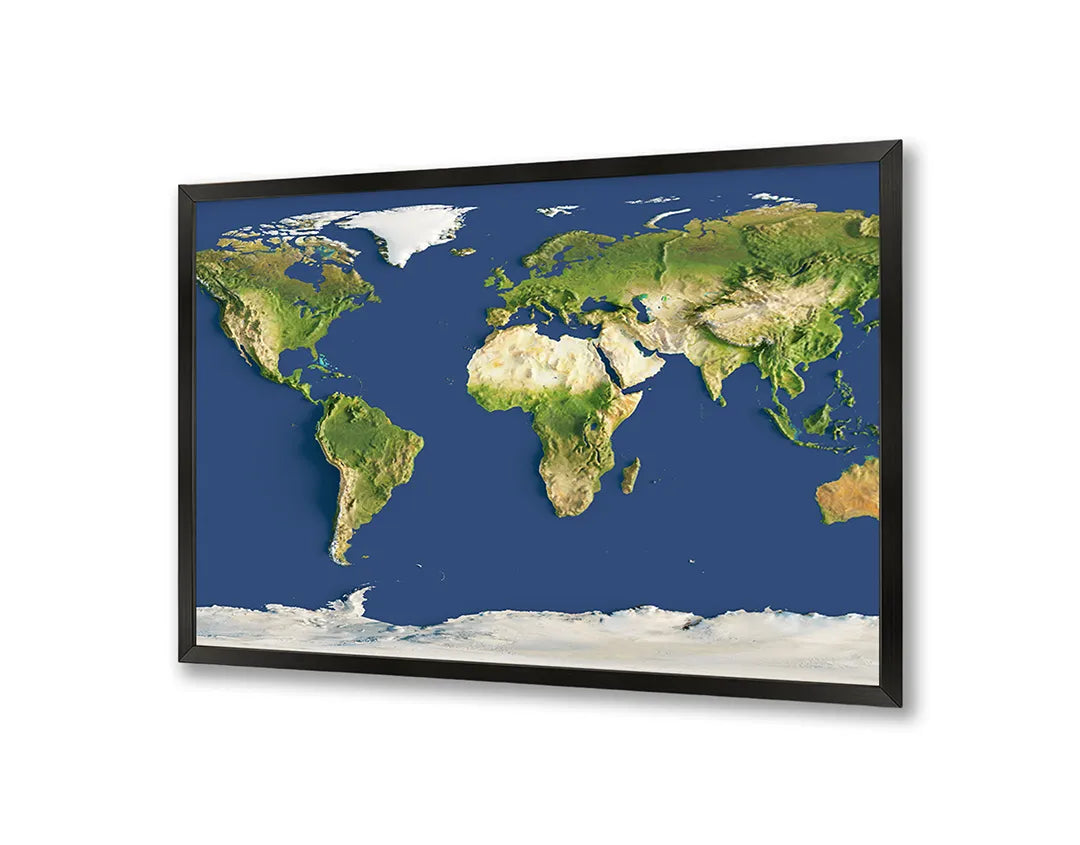 Metalen Magneetbord met print van Wereldkaart blauw landschap perfect als decoratie