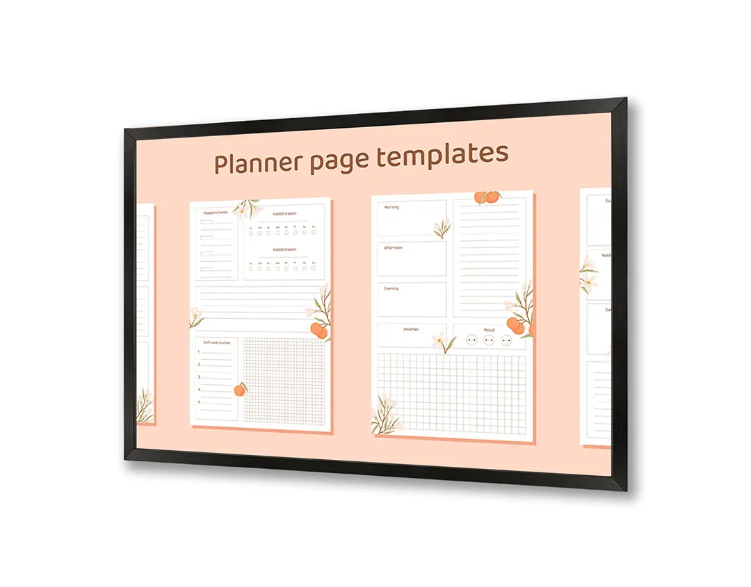 Metalen Magneetbord met print van Planner oranje bloemen perfect als decoratie