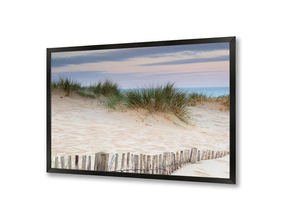 Metalen Magneetbord met afbeelding van strand duinen met helmgras in zand en groen kleuren