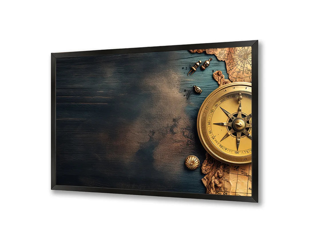 Metalen Magneetbord met print van Oud kompas op kaart perfect als decoratie