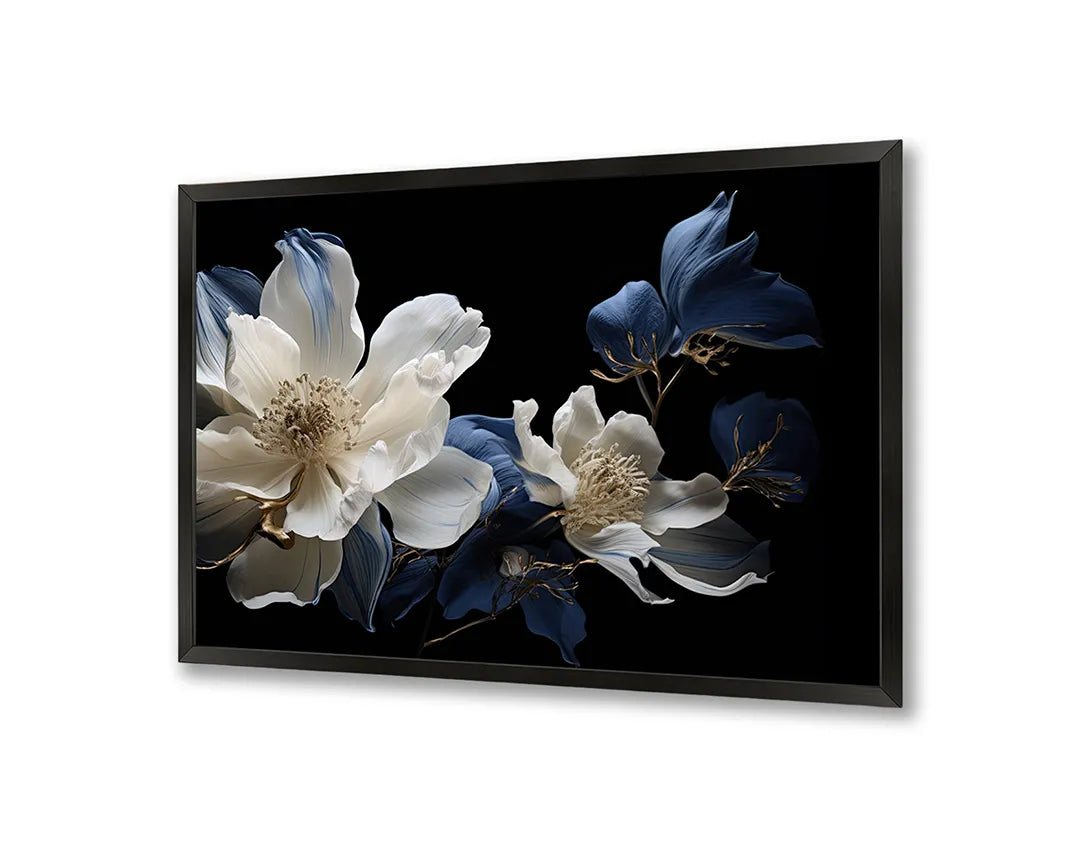 Metalen Magneetbord met print van Witte orchidee op zwart perfect als decoratie