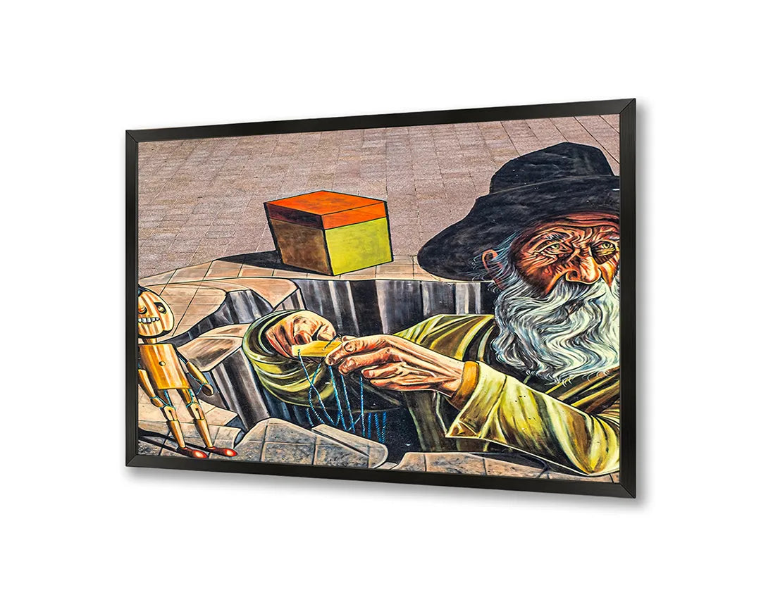 Metalen Magneetbord met print van Schilderij abstract gezicht perfect als decoratie