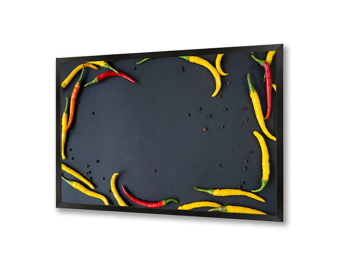Metalen Magneetbord met print van Rode en gele pepers lijst perfect als decoratie