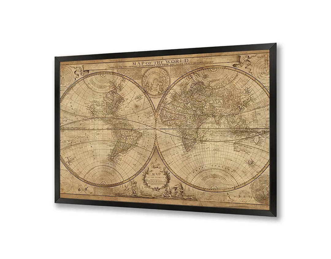 Metalen Magneetbord met print van Wereldbol vintage stijl perfect als decoratie