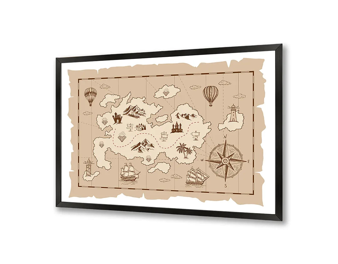 Metalen Magneetbord met print van Eiland schatkaart perfect als decoratie