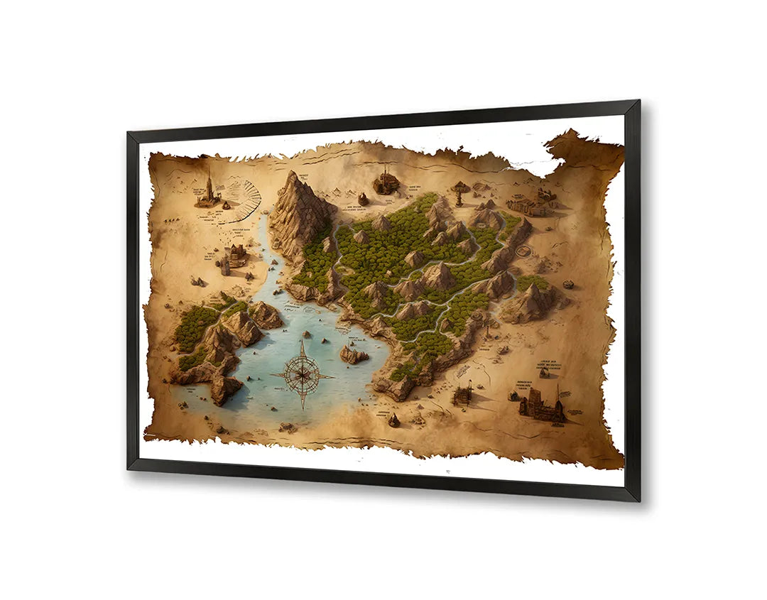 Metalen Magneetbord met print van Fantasie eiland kaart perfect als decoratie