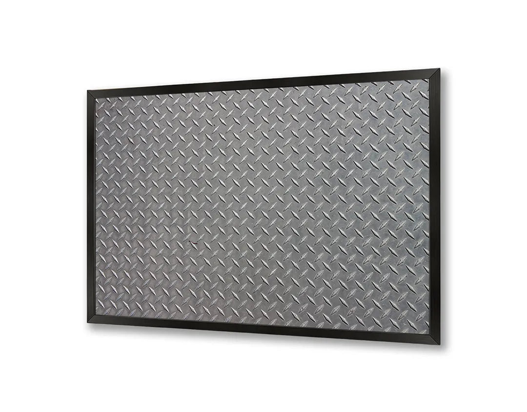 Metalen Magneetbord met afbeelding van metalen traanplaat textuur in zilver grijs kleuren