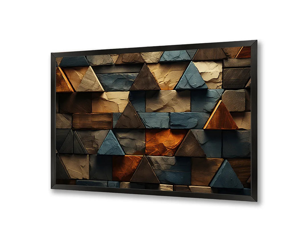 Metalen Magneetbord met print van Houten 3D driehoeken perfect als decoratie