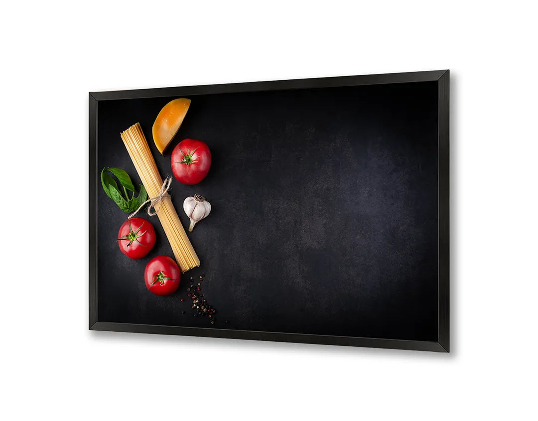Metalen Magneetbord met print van Pasta ingredienten donker perfect als decoratie