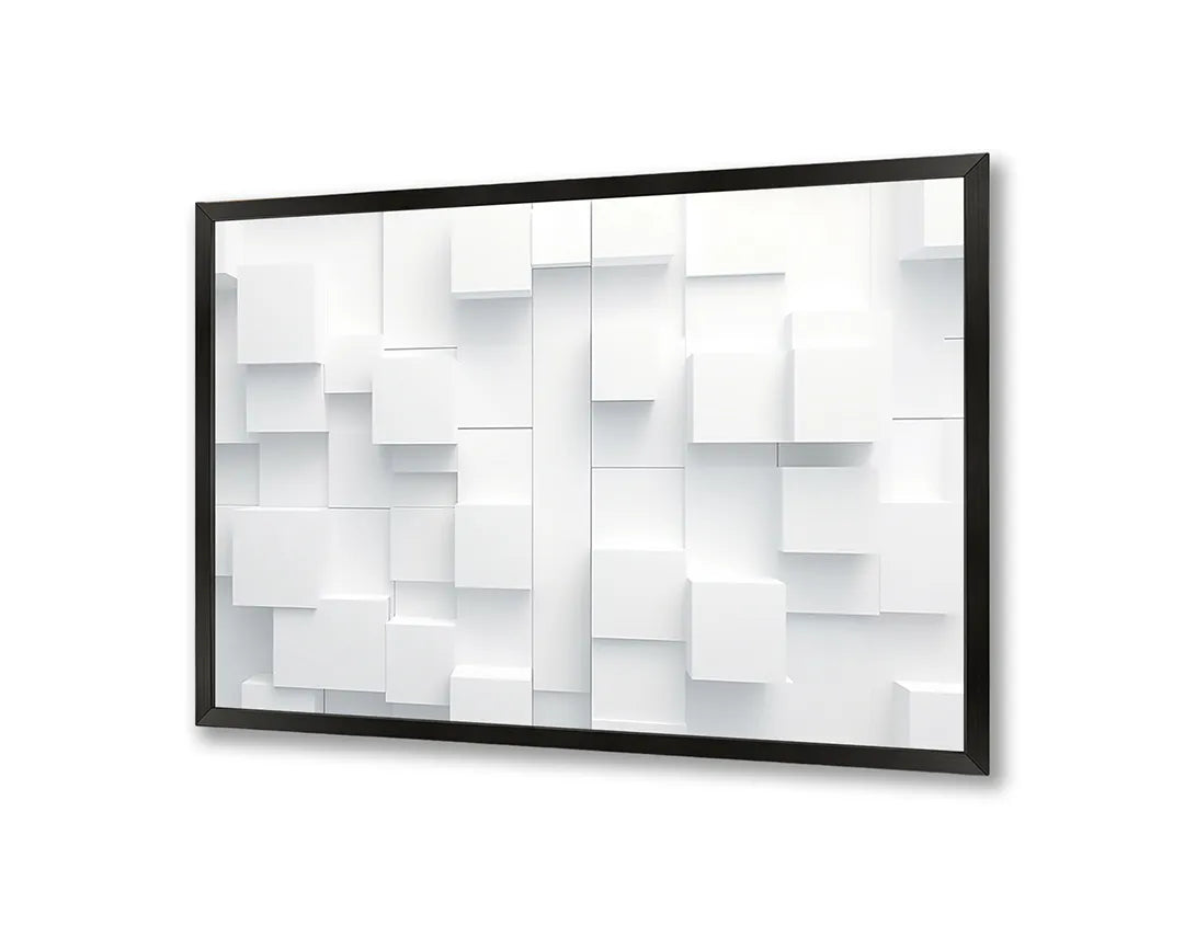 Metalen Magneetbord met print van Witte 3D blokken perfect als decoratie
