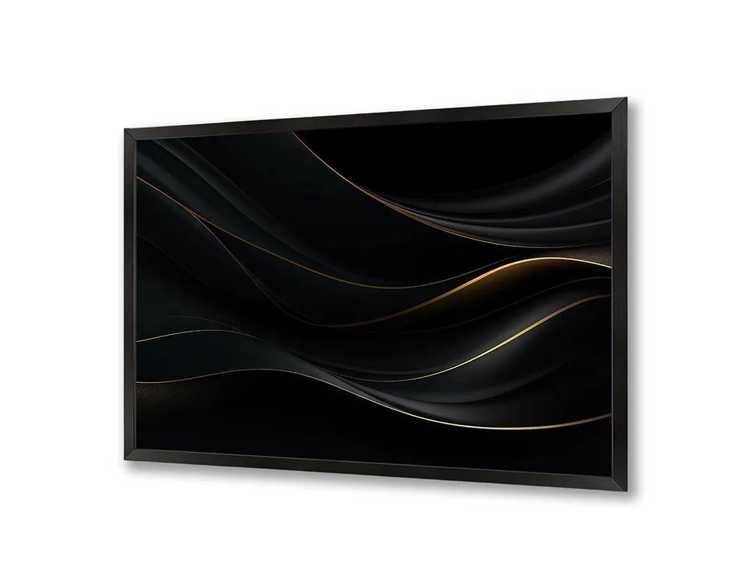 Metalen Magneetbord met print van Zwarte golvende lijnen goud perfect als decoratie