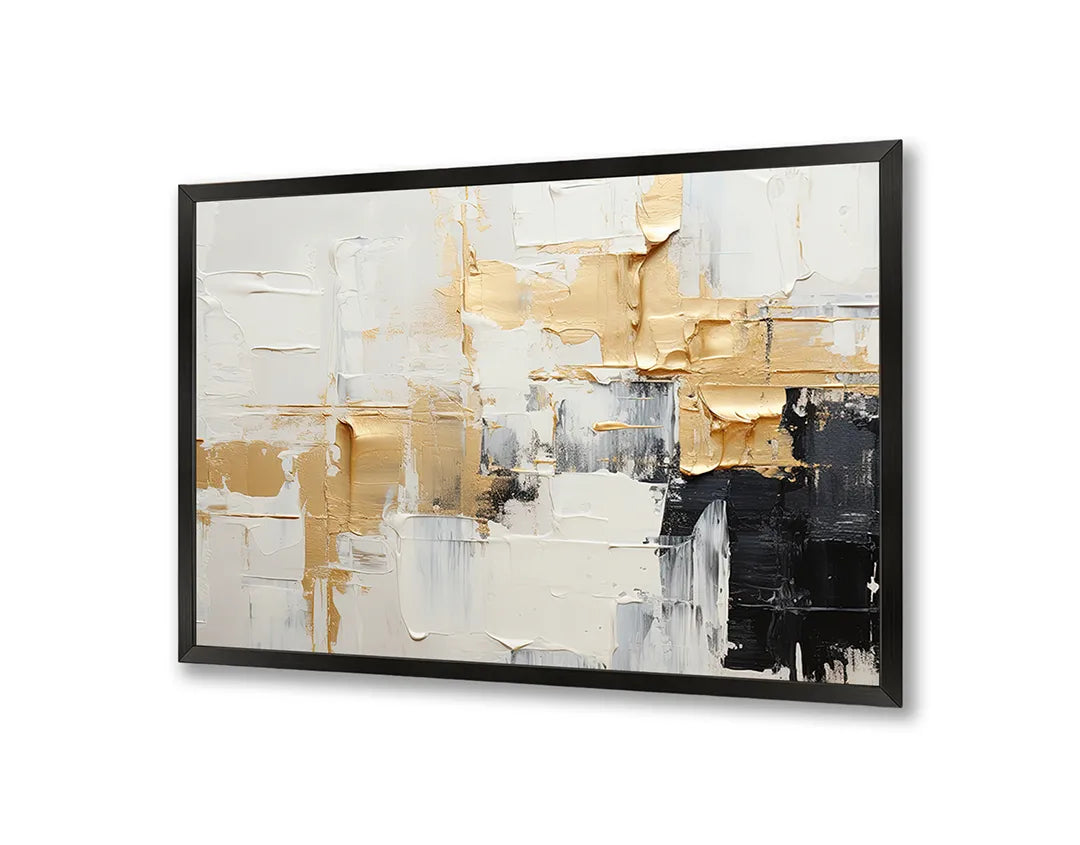 Metalen Magneetbord met print van Goud en wit abstract schilderij perfect als decoratie