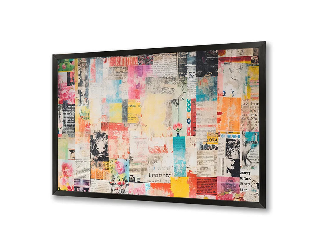 Metalen Magneetbord met print van Kleurrijke collage abstract perfect als decoratie