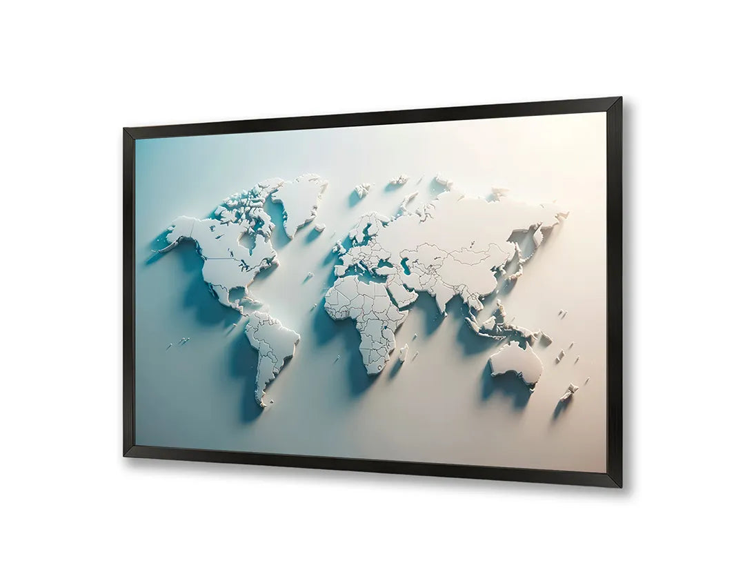 Metalen Magneetbord met print van Wereldkaart origami wit perfect als decoratie