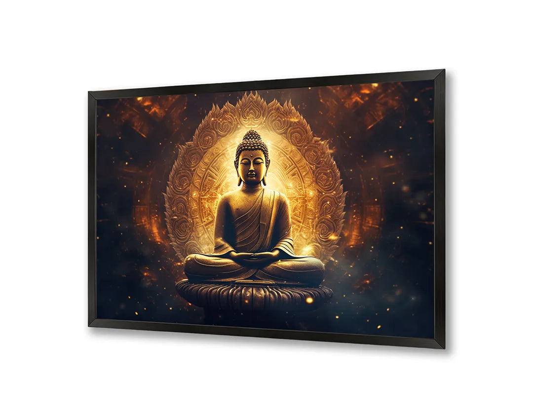 Metalen Magneetbord met print van Gouden boeddha gloed perfect als decoratie