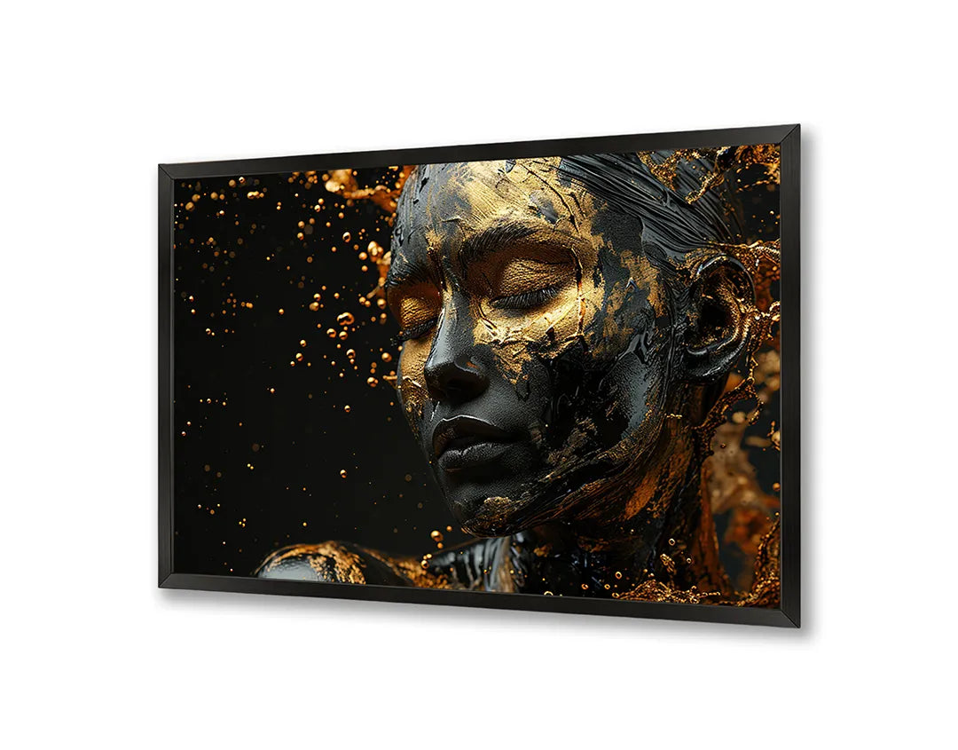 Metalen Magneetbord met print van Gouden gezicht standbeeld perfect als decoratie