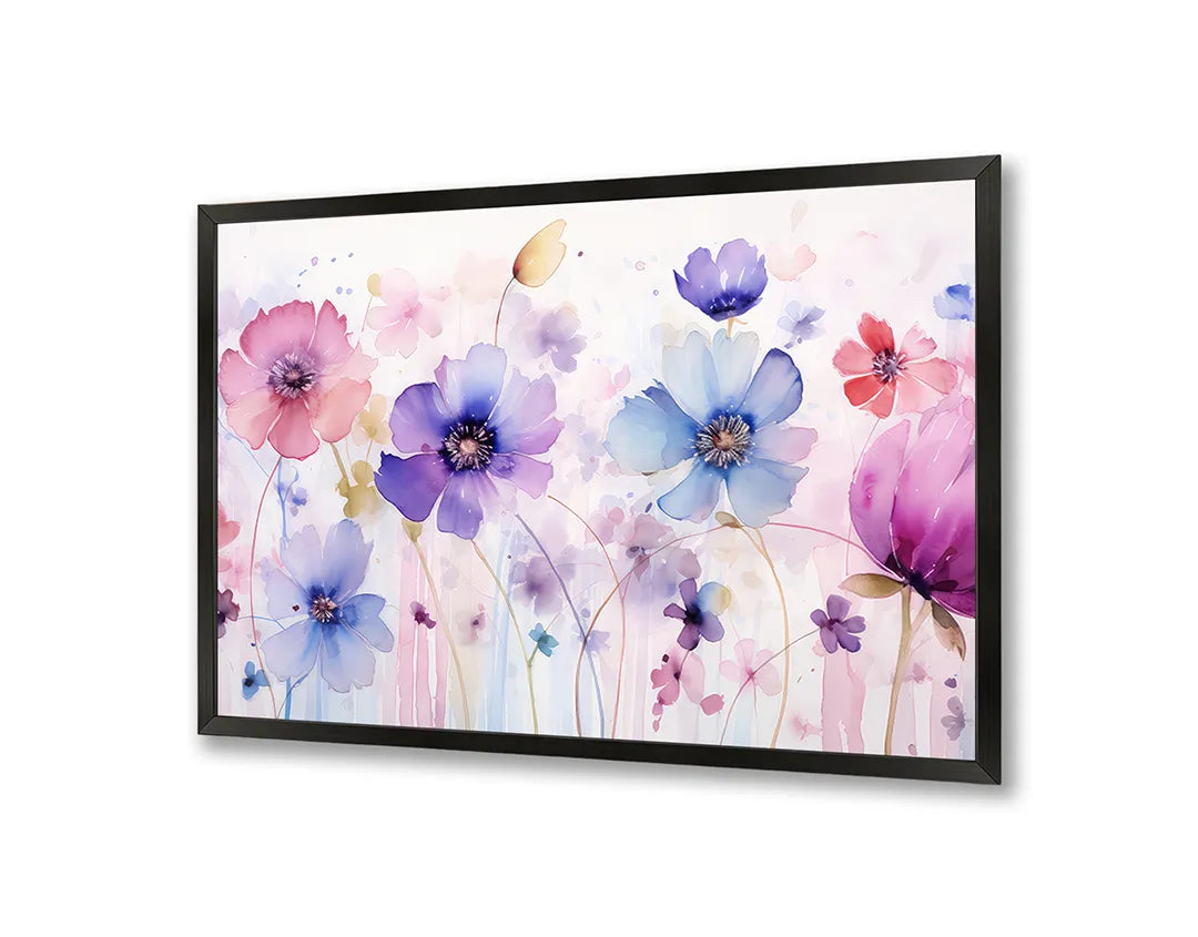 Metalen Magneetbord met print van Paarse bloemen veld perfect als decoratie