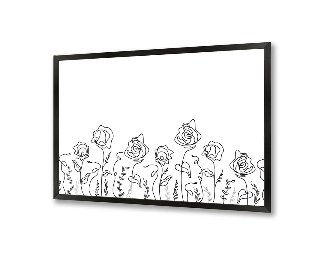 Metalen Magneetbord met print van Minimalistische bloemen lijntekening perfect als decoratie