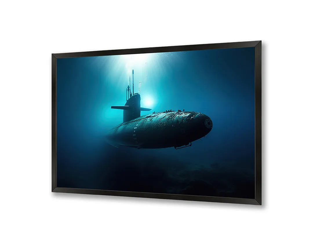 Metalen Magneetbord met print van Duikboot onderwater blauw perfect als decoratie
