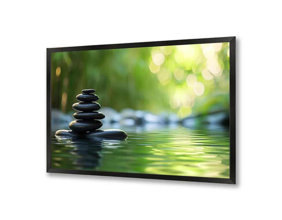 Metalen Magneetbord met print van Zen stenen balans water perfect als decoratie