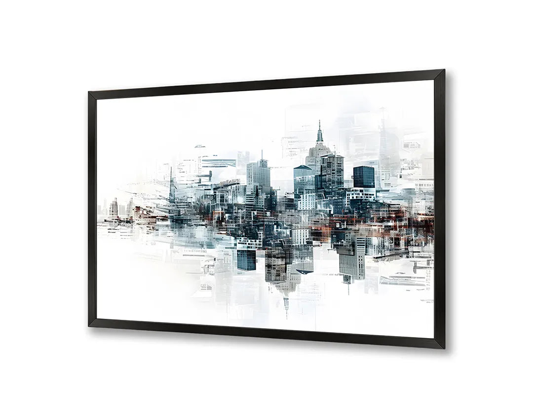 Metalen Magneetbord met print van Stad skyline waterkleur perfect als decoratie