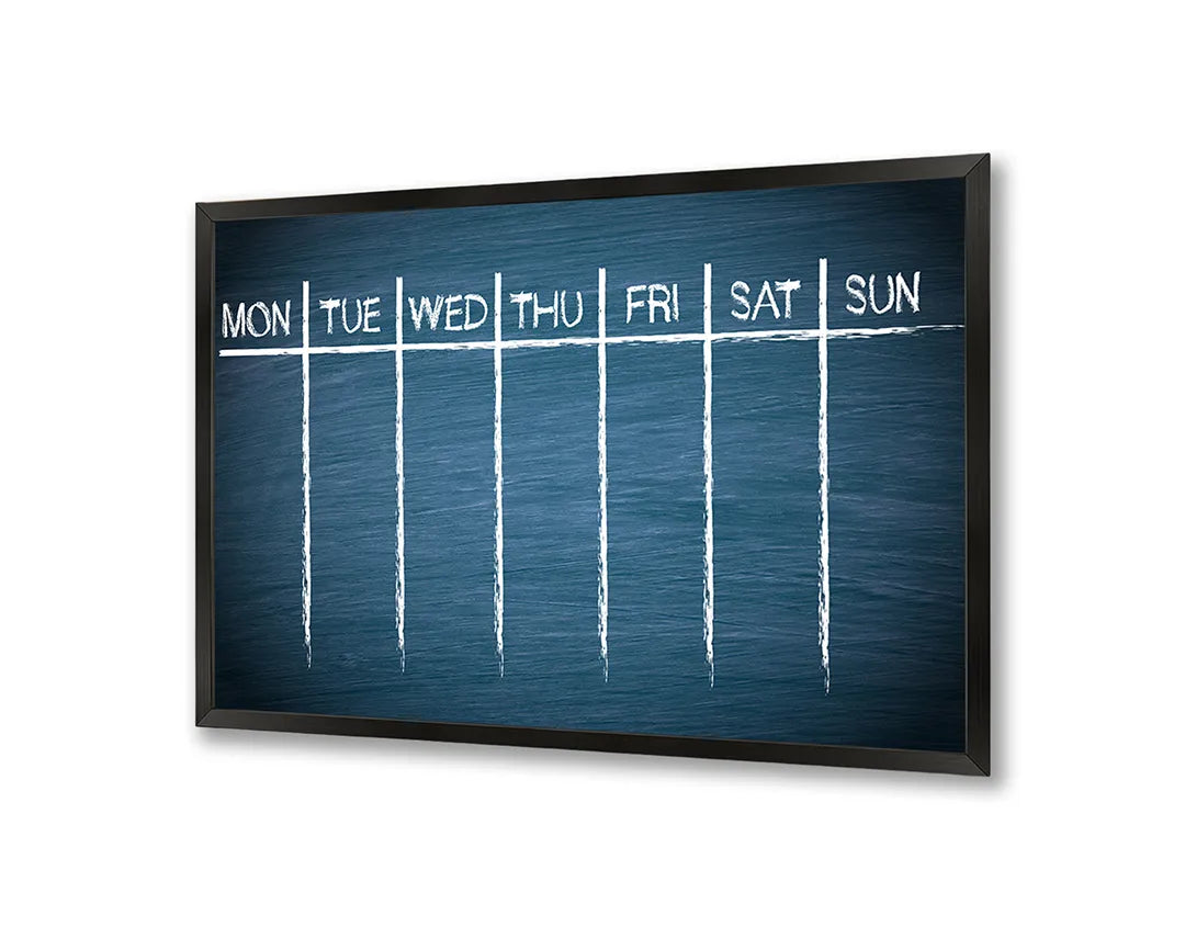 Metalen Magneetbord met afbeelding van donkerblauwe maandplanner in donkerblauw en wit kleuren