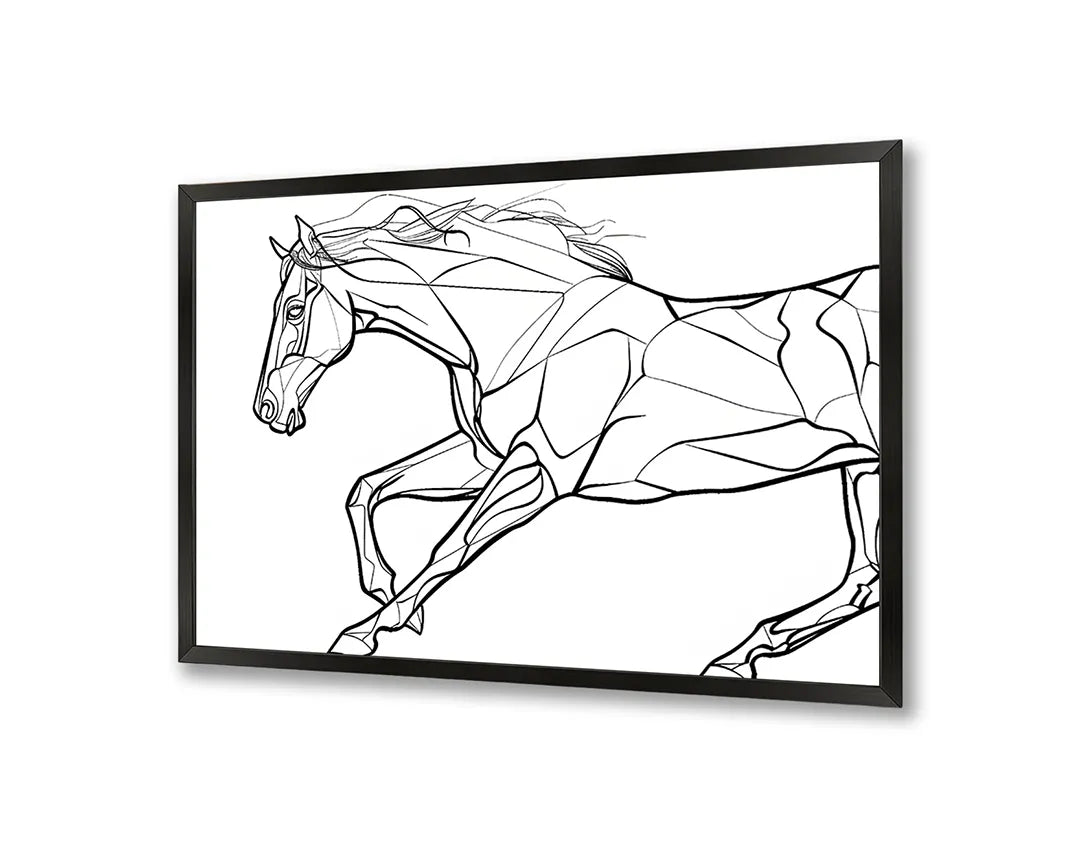 Metalen Magneetbord met print van Paard lijntekening rennend perfect als decoratie