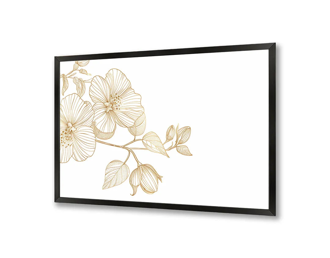 Metalen Magneetbord met print van Gouden bloemen tak perfect als decoratie