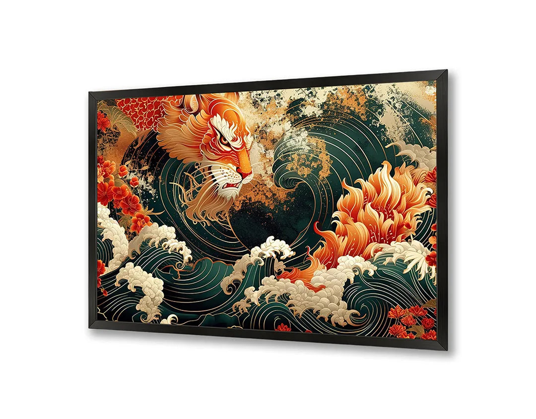 Metalen Magneetbord met hoogwaardige afbeelding van Aziatische tijger golf kunst voor aan de muur