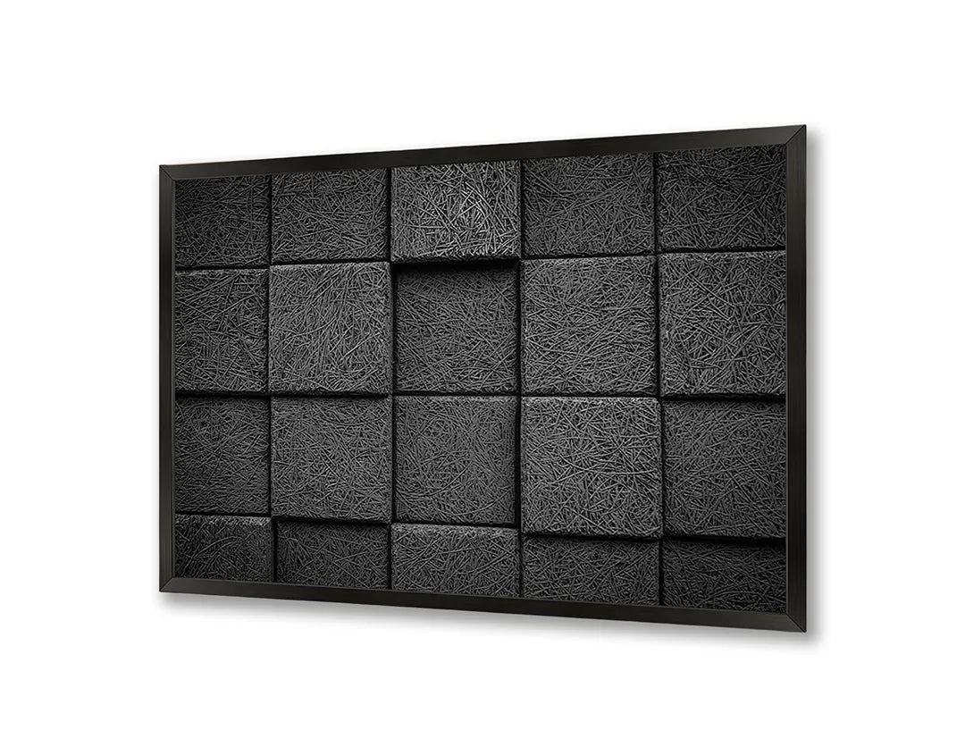Metalen Magneetbord met hoogwaardige afbeelding van Zwarte 3D blokken vierkant voor aan de muur