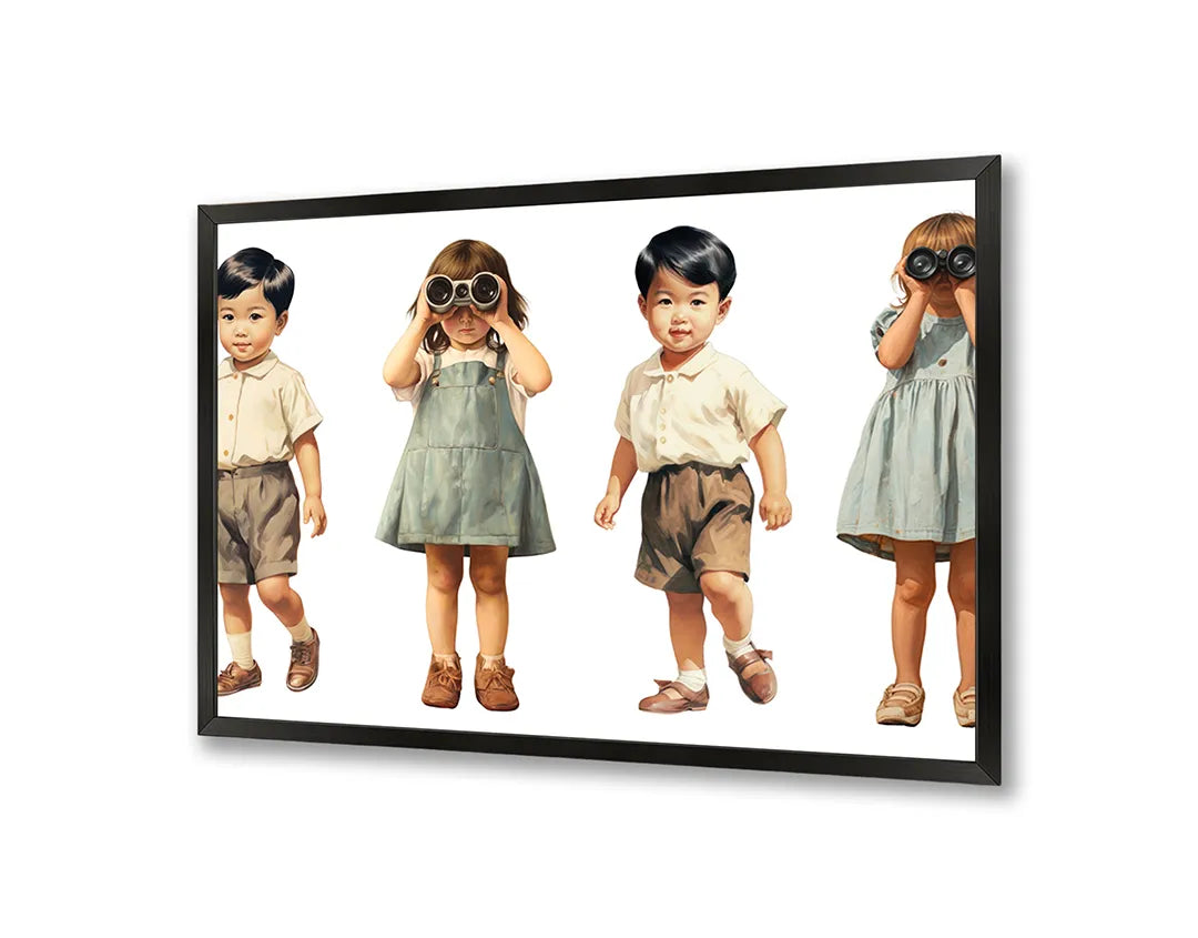 Metalen Magneetbord met hoogwaardige afbeelding van Vintage spelende kinderen voor aan de muur