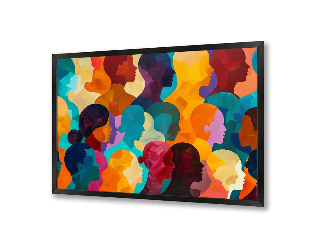 Metalen Magneetbord met hoogwaardige afbeelding van Kleurrijke abstracte gezichten voor aan de muur
