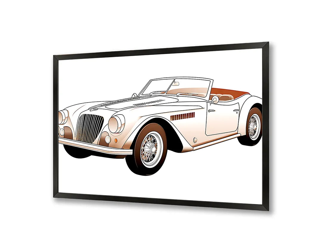Metalen Magneetbord met hoogwaardige afbeelding van Klassieke cabriolet auto wit voor aan de muur