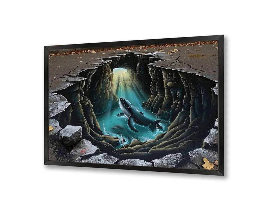 Metalen Magneetbord met hoogwaardige afbeelding van Duikboot onderwater grot voor aan de muur