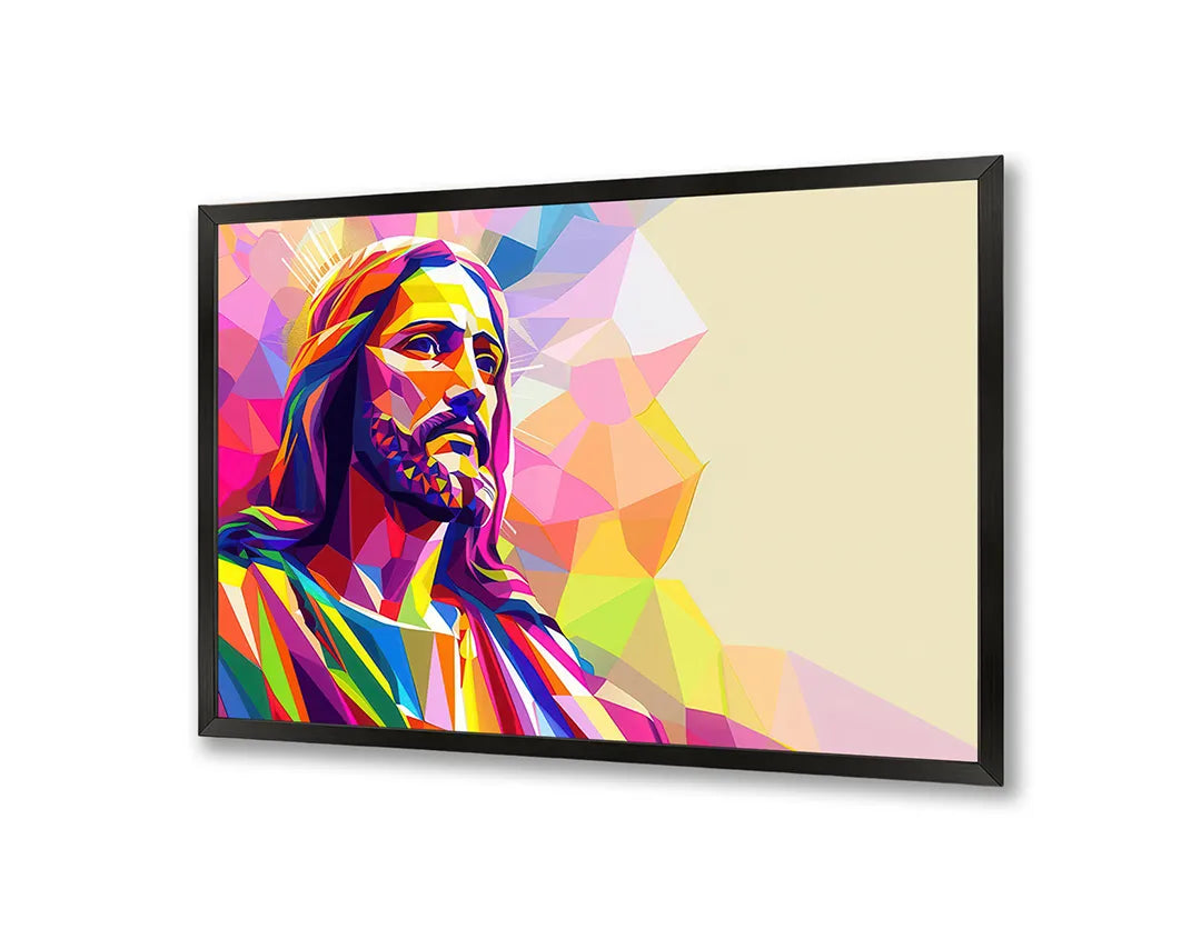 Metalen Magneetbord met hoogwaardige afbeelding van Kleurrijk portret jezus voor aan de muur