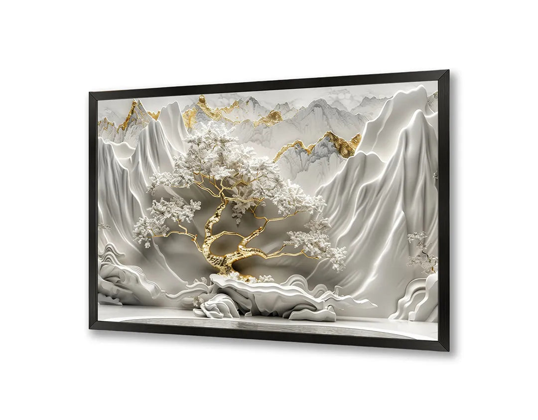 Metalen Magneetbord met hoogwaardige afbeelding van Witte relief bloemen voor aan de muur