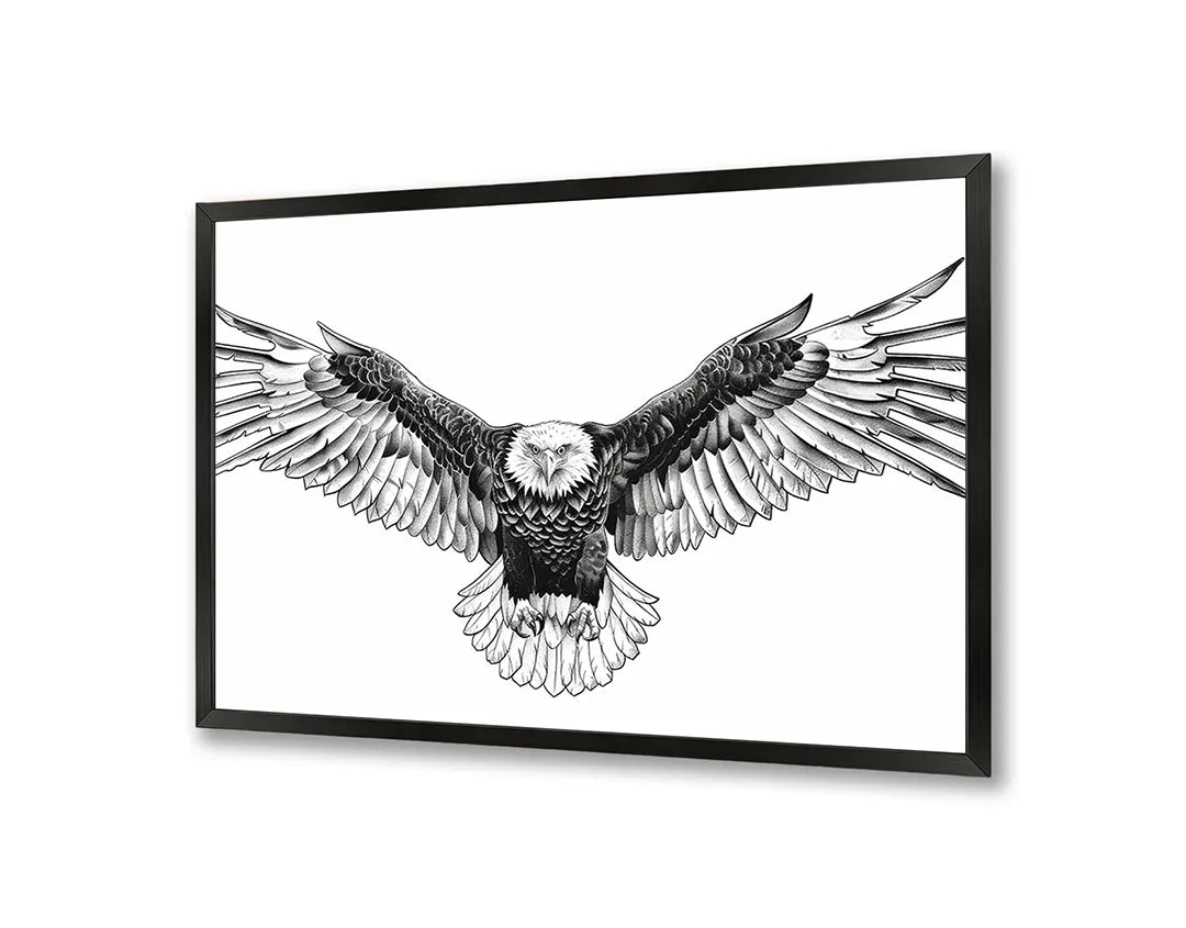 Metalen Magneetbord met hoogwaardige afbeelding van Arend vogel zwart wit voor aan de muur