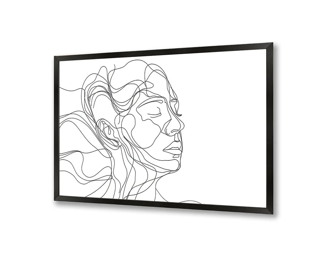 Metalen Magneetbord met hoogwaardige afbeelding van Lijntekening gezicht vrouw voor aan de muur