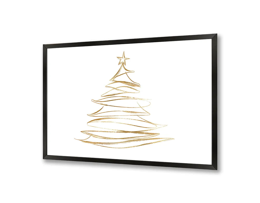 Metalen Magneetbord met hoogwaardige afbeelding van Gouden kerstboom lijnen voor aan de muur