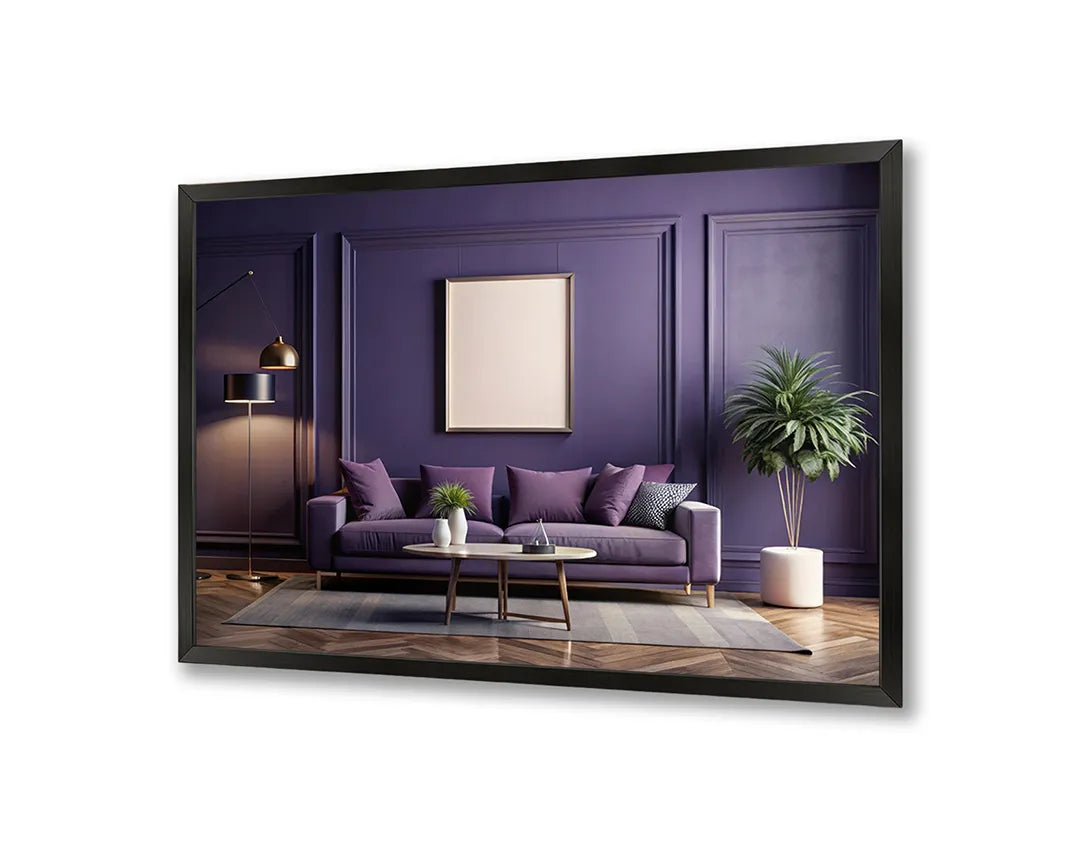 Metalen Magneetbord met hoogwaardige afbeelding van Modern paars interieur voor aan de muur