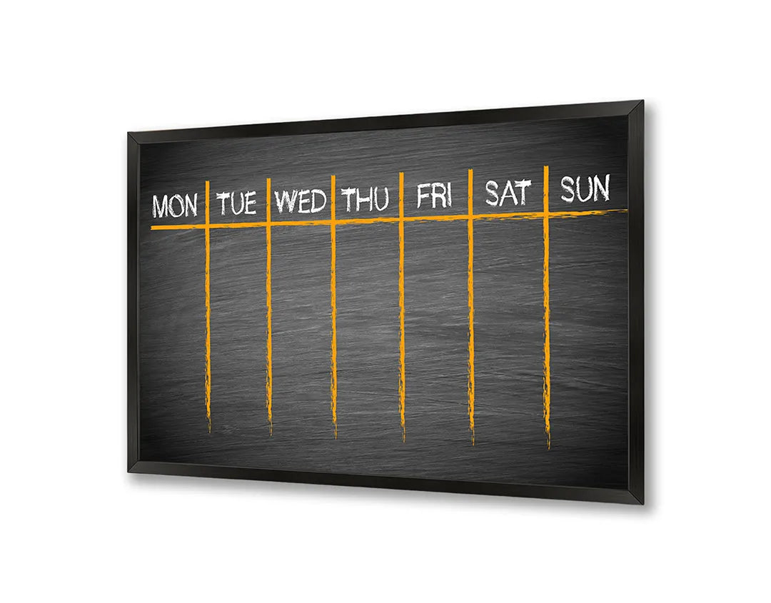 Metalen Magneetbord met afbeelding van krijtbord weekplanner in donker krijtbord grijs kleuren