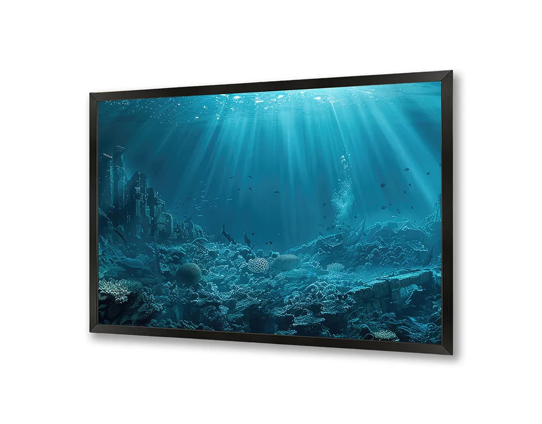 Metalen Magneetbord met hoogwaardige afbeelding van Onderwater oceaan blauw voor aan de muur