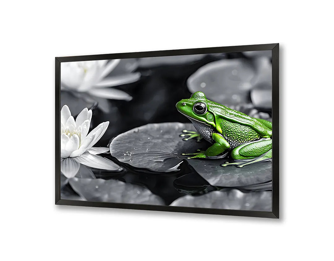 Metalen Magneetbord met hoogwaardige afbeelding van Kikker op lotusblad voor aan de muur