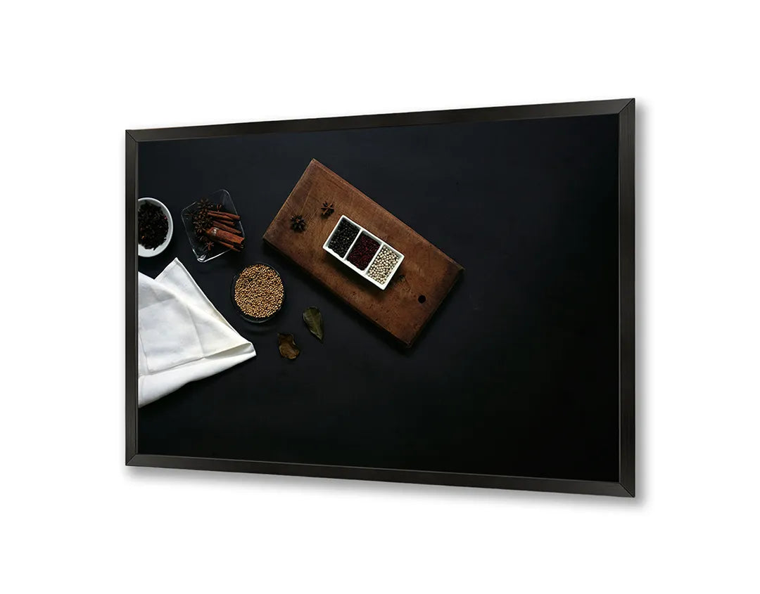 Metalen Magneetbord met print van Koffiekopjes en bonen hout perfect als decoratie