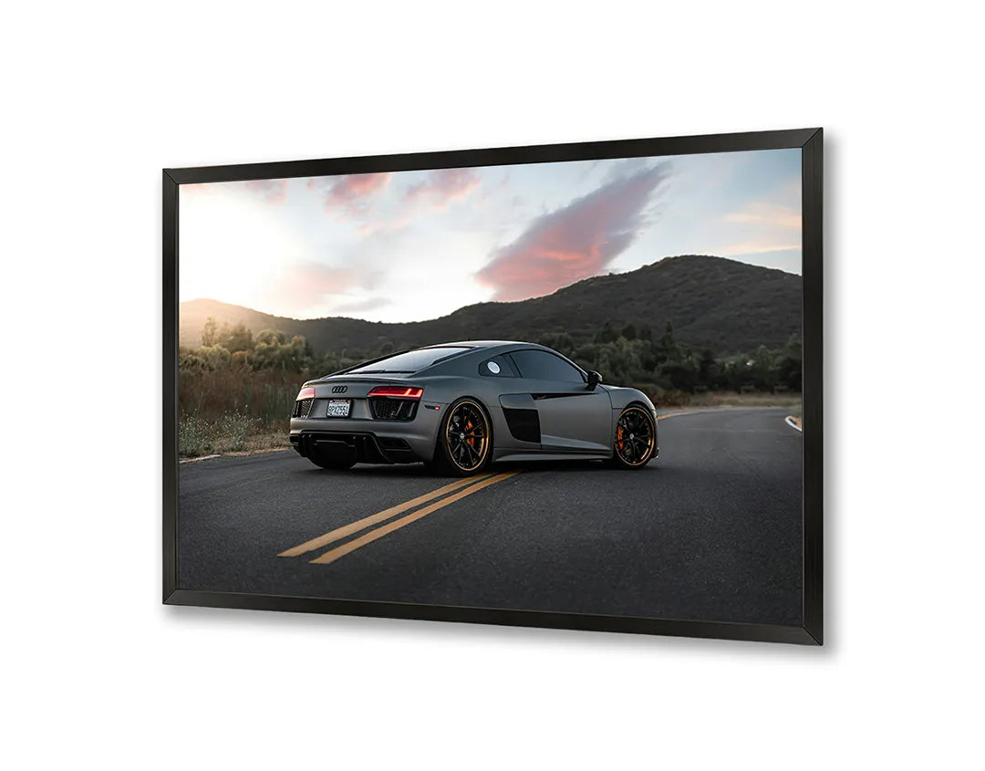 Metalen Magneetbord met print van Sportauto op bergweg perfect als decoratie