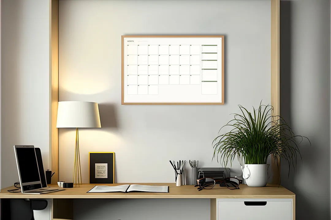 Metalen magneetbord met print en lijst | Rozemarijn op Zwarte Achtergrond