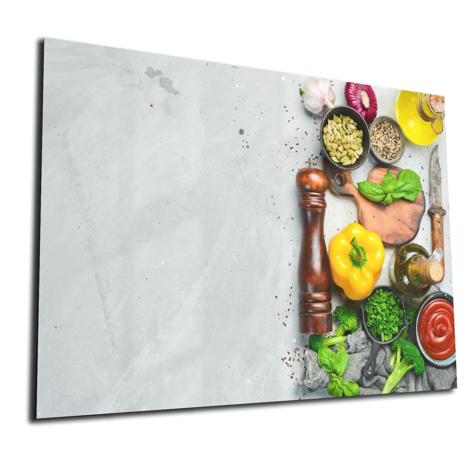 Whiteboard van glas - Magneetbord - Ingredienten op stenen tafel