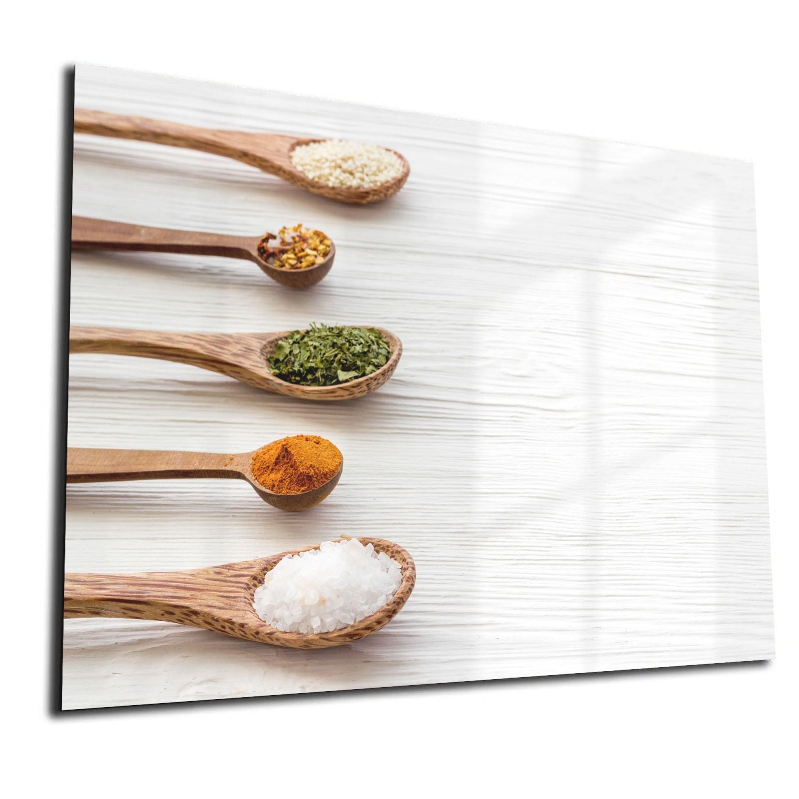 Whiteboard van glas - Magneetbord - Houten lepels met kruiden